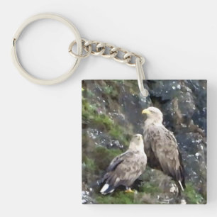 Iconic Highland White Tailed Eagle Pair  Key Ring
