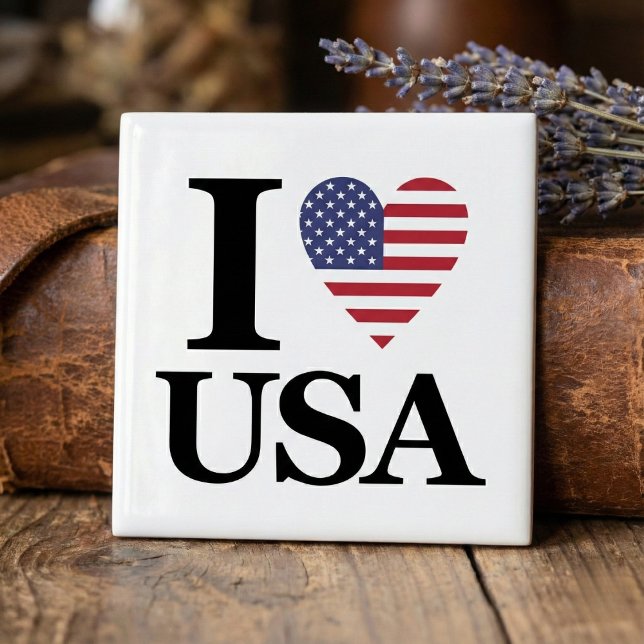 Iconic "I ❤️ USA" Ceramic Accent Tile ("I ❤️ USA" Ceramic Accent Tile)