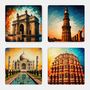 Iconic India Vibrant Coaster Set Acryalic