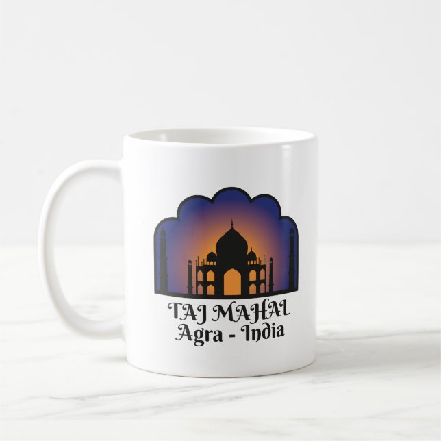 Iconic Indian Landmark Taj Mahal Silhouette Coffee Mug (Left)