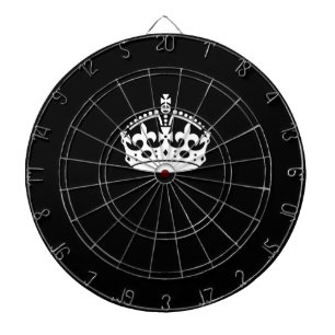 Iconic Keep Calm Crown on Black Dartboard