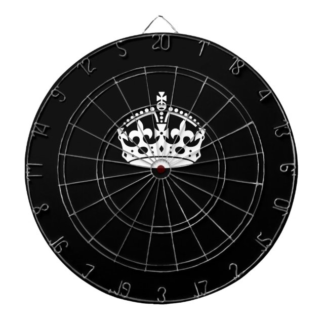 Iconic Keep Calm Crown on Black Dartboard (Front)