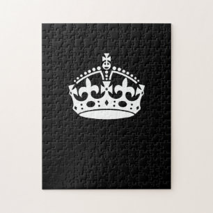 Iconic Keep Calm Crown on Black Jigsaw Puzzle