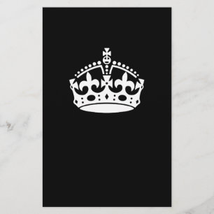 Iconic Keep Calm Crown on Black Stationery