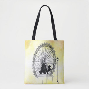 Iconic London Attraction Pen and Ink  Yellow Base Tote Bag