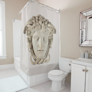 Iconic Medusa Shower Curtain in Neutral Beige