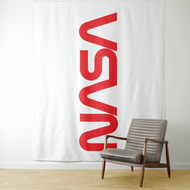 Iconic NASA Circa 88” x 104” Rocket White Tapestry (In Situ)