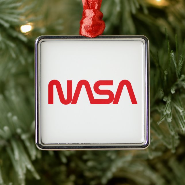 Iconic NASA Circa Square Ornament (Rocket White) (Tree)
