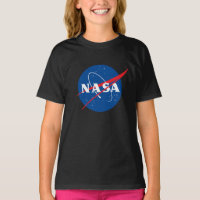 Iconic NASA Girls’ Cotton T-Shirt (Eclipse Black)