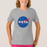 Iconic NASA Girls’ Cotton T-Shirt (Moon Grey)