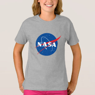 Iconic NASA Girls’ Cotton T-Shirt (Moon Grey)