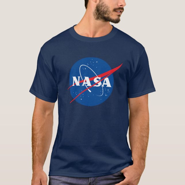 Iconic NASA Heavy Cotton T-Shirt (Night Sky Blue) (Front)