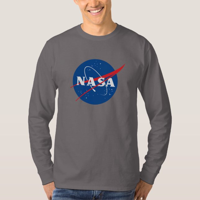 Iconic NASA Long Sleeve T-Shirt (Dark Side Grey) (Front)