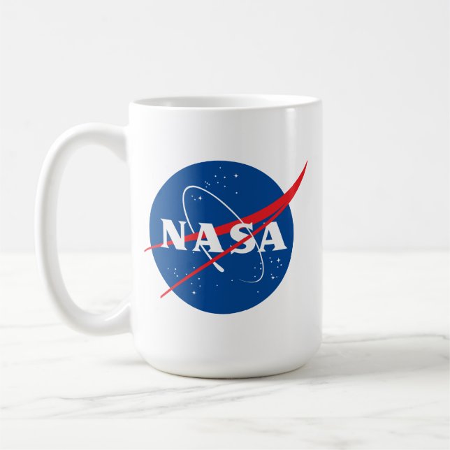 Iconic NASA Rocket White Ceramic Bistro Coffee Mug (Left)