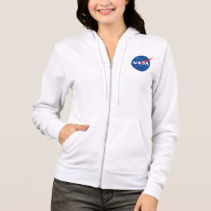 Iconic NASA Women’s Zip Up Hoodie (Rocket White)