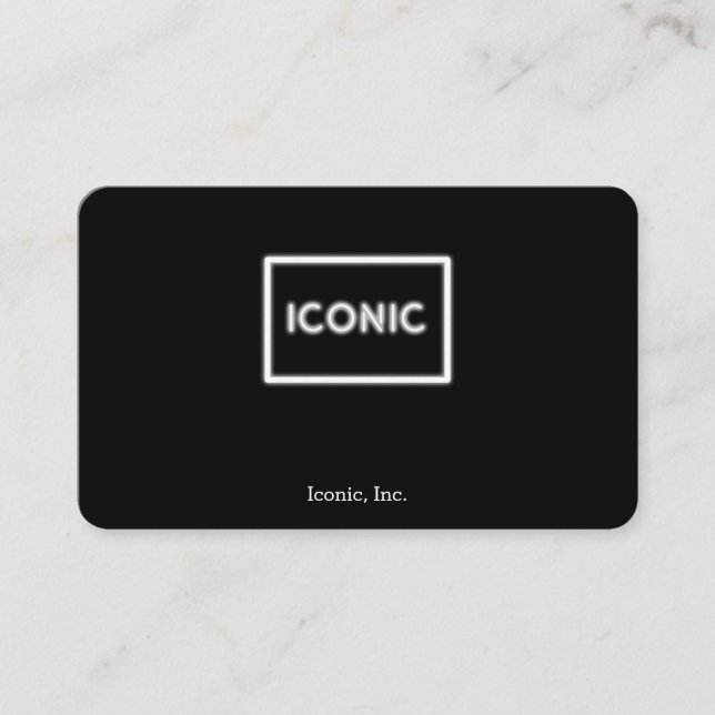 Iconic Neon Glowing White Business Card (Front)