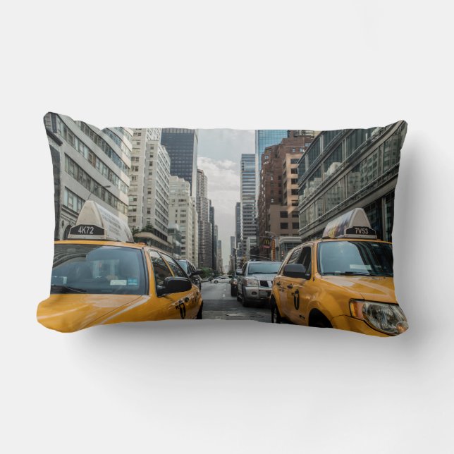 Iconic New York City Yellow Taxi Cabs Lumbar Cushion (Front)