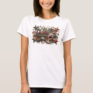 Iconic Pink LIVE LAUGH DRINK WINE Wearable Art T-Shirt