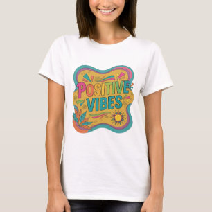 Iconic Pink POSITIVE VIBES Statement Design T-Shirt