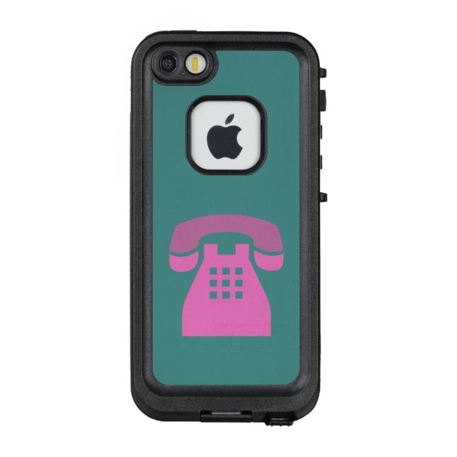 Iconic Pink Retro Phone on any Colour LifeProof iPhone Case (Back)
