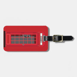 Iconic Red London Phone Booth with name reversible Luggage Tag