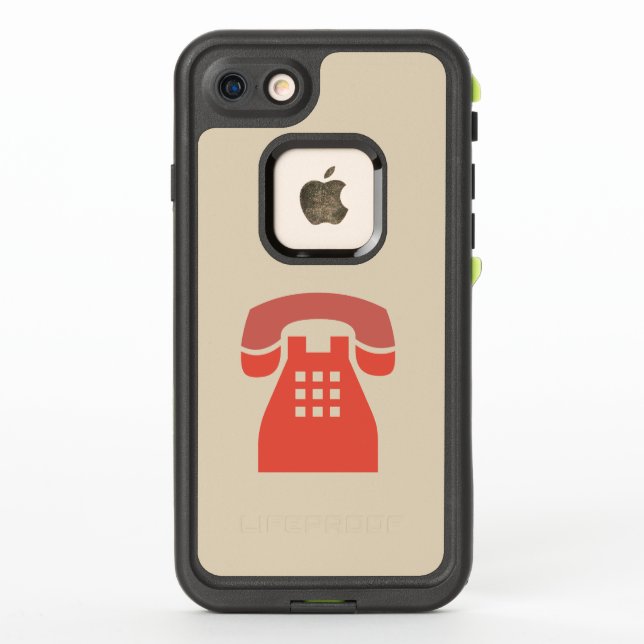 Iconic Red Retro Phone on any Colour LifeProof iPhone Case (Back)