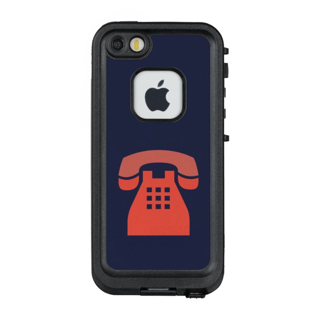 Iconic Red Retro Phone on any Colour LifeProof iPhone Case (Back)