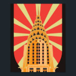 Iconic Retro Art Deco American Building Poster<br><div class="desc">This art deco themed design features a tall retro building with a red and white ray burst background behind the building.
#building #tower #retro #artdeco #american #iconic #structure #trendy #cool</div>