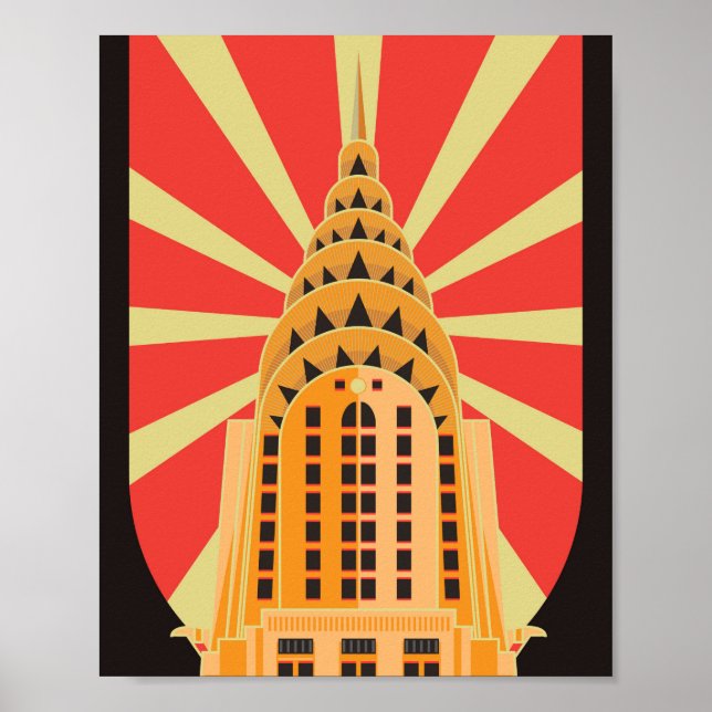 Iconic Retro Art Deco American Building Poster (Front)
