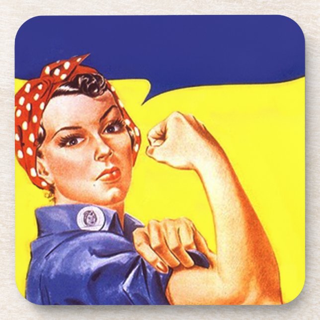 Iconic Rosie the Riveter Blank Muscle Barware Coaster (Front)