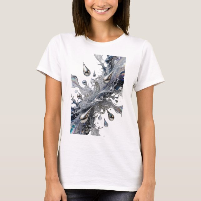 Iconic Silver ABSTRACT ART Statement Tee (Front)