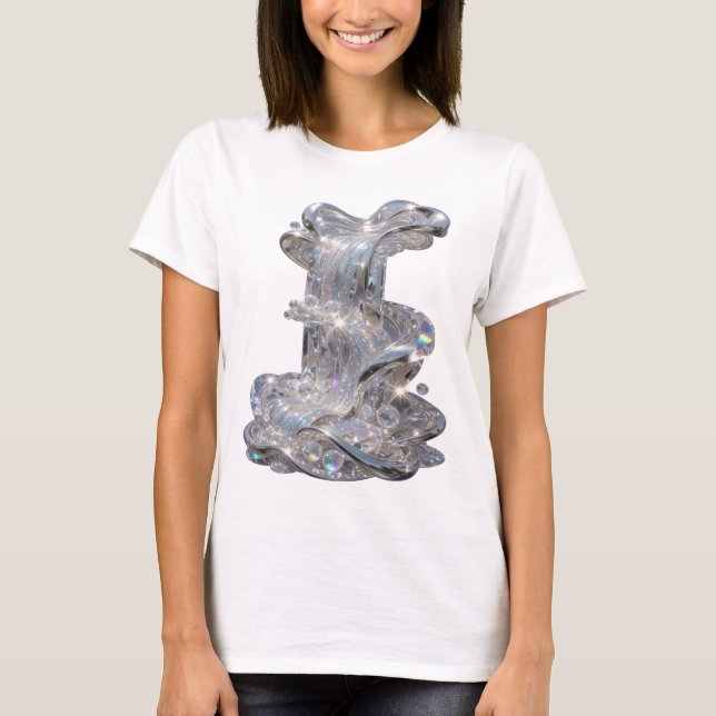 Iconic Silver ABSTRACT ART Statement Tee (Front)