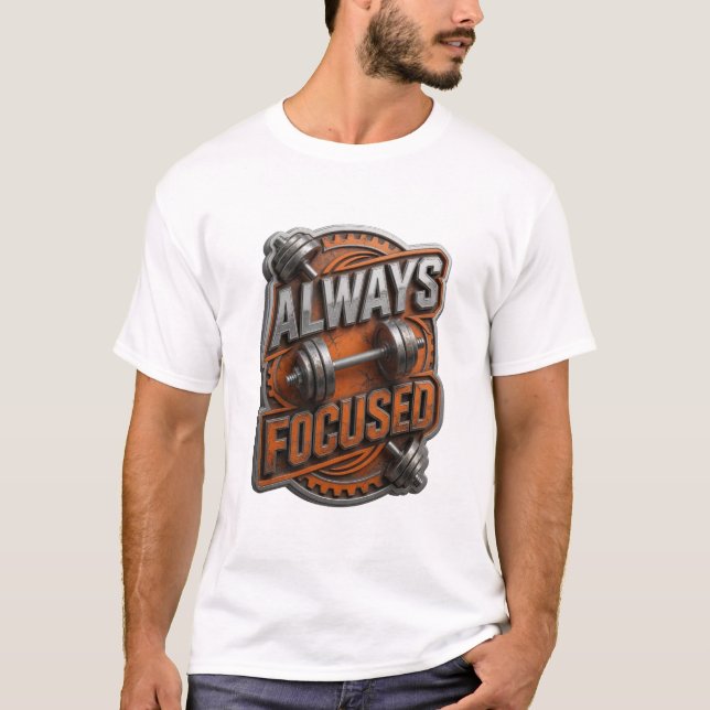 Iconic Silver ALWAYS FOCUSED Print T-Shirt (Front)