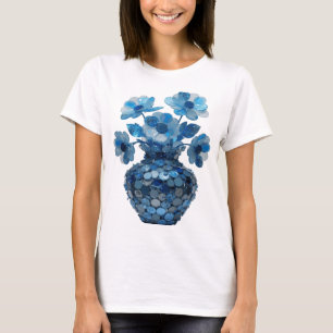 Iconic Silver BLUE FLORAL VASE Quote Design T-Shirt