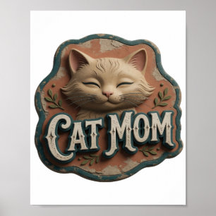 Iconic Silver CAT MOM Poster