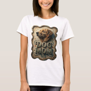 Iconic Silver DOG MOM 3D Text Art T-Shirt