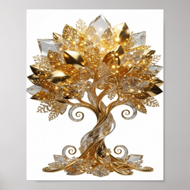 Iconic Silver GOLDEN TREE OF LIFE Text Design Poster (Front)