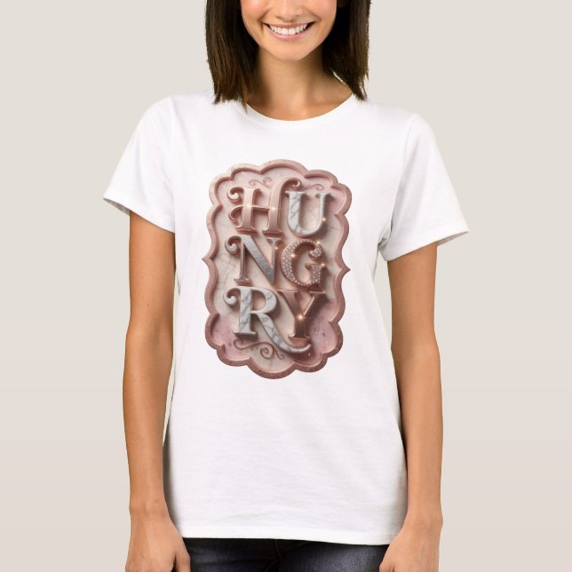 Iconic Silver HUNGRY Graphic Design T-Shirt (Front)