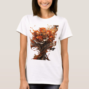 Iconic Silver ORANGE ROSES IN METALLIC FLUX T-Shirt