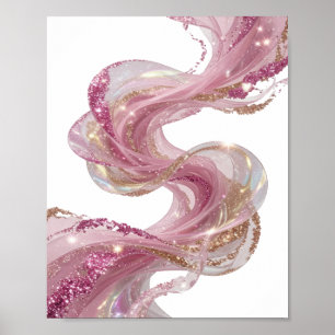 Iconic Silver PINK GLITTER SWIRLS Statement Design Poster