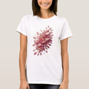 Iconic Silver PINK LEAVES Print T-Shirt
