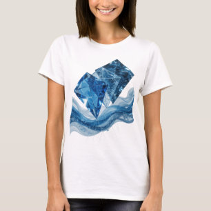 Iconic Silver WATER ELEMENT Artistic Motif T-Shirt
