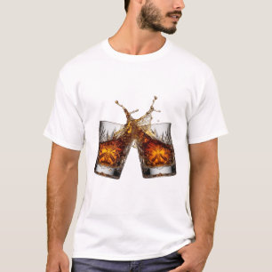 Iconic Silver WHISKY SPLASH Artistic Motif T-Shirt