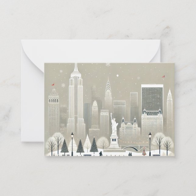 Iconic Statue of Liberty & NYC Skyline Holiday  Card (Front)