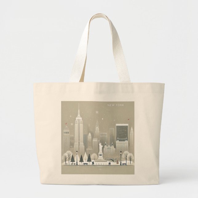 Iconic Statue of Liberty & NYC Skyline Holiday  Large Tote Bag (Front)