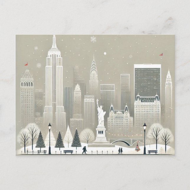 Iconic Statue of Liberty & NYC Skyline Holiday  Postcard (Front)
