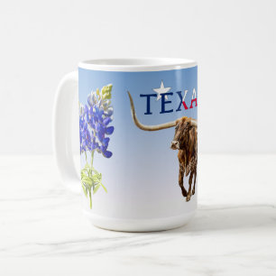 Iconic Texas on light blue, Mug