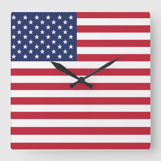  Iconic USA Flag Emblem, Patriotic American Pride Square Wall Clock (Front)