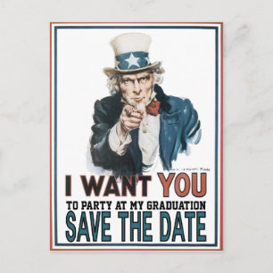 Iconic Vintage Uncle Sam Save The Date Graduation Announcement Postcard
