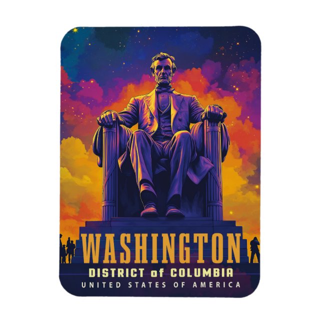 Iconic Washington D.C. with Lincoln Memorial Magnet (Vertical)